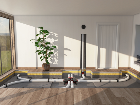 Milieu, living room, open floor, instalation, system, air distribution, parts with rapd lock,