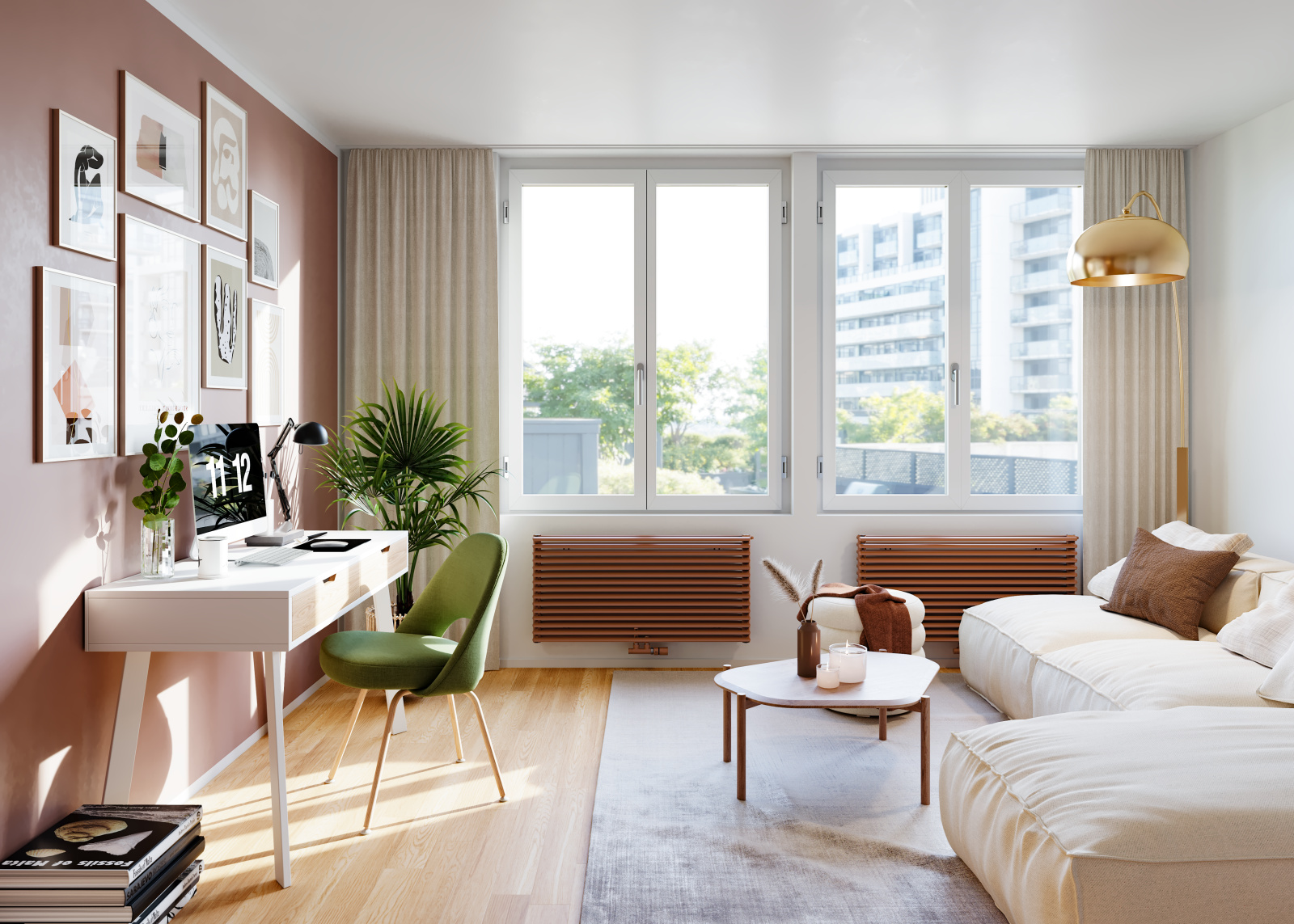 Rendering Zehnder Kleo Decorative radiator Front view